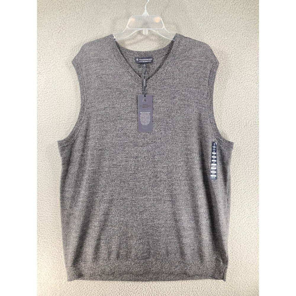 Hart Schaffner Marx Sweater Men's 2XT Gray Extra Fine Merino Wool V Neck Vest